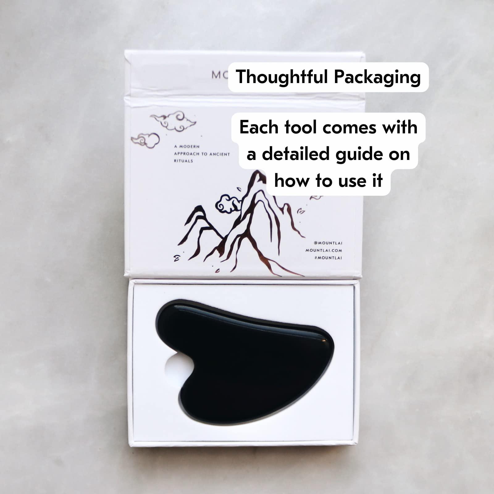 Mount Lai Mount Lai -The Black Obsidian Gua Sha Facial Lifting Tool | Face Sculpting Tool for Skin Care | Guasha Tool for Face and Body | Facial Massage Tools to Relieve Muscle Tension and Reduce Puffiness