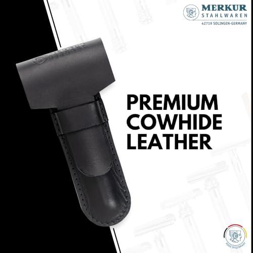 MERKUR MERKUR Leather Razor Case - Black Cowhide, Fits All MERKUR Razors Except 24001, Up to 110 mm