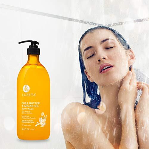 L LUSETA Luseta Shea Butter & Argan Oil Body Wash, Moisturizing Body Wash Formulated for Dry Skin Normal Skin Combination Skin 33.8oz