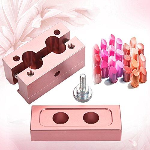 POCREATION DIY Lipstick Maker Mold, Makeup Cosmetics Lipstick Mould Silicone Mold Making Tool Set Aluminum Alloy Rose Gold Dual Uses Lip Balm Maker Tool(2 Holes)