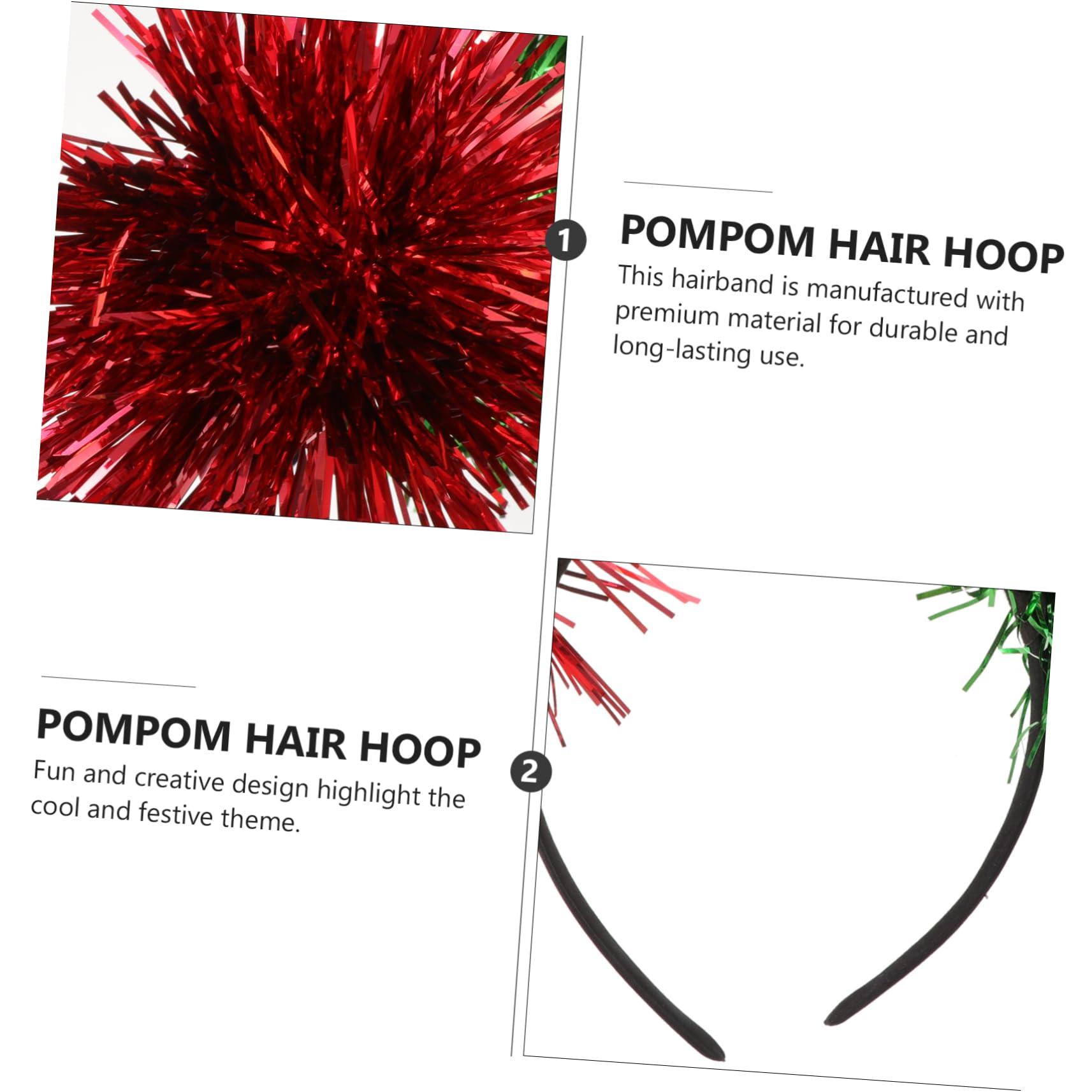 FOMIYES FOMIYES Pom Headband Small Pompom Hair 2pcs Bright Silk Ball Headband Aluminum Foil Strip Prom Metal Miss Tinsel Foil Hair Hoop