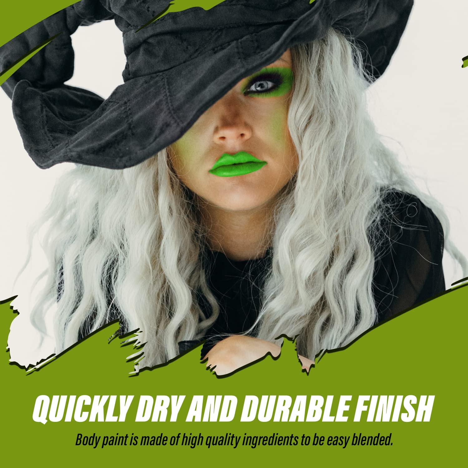 MANIC PANIC MANIC PANIC Goth White Cream To Powder Foundation Bundle with Poison Ivy Green Face & Body Paint Makeup