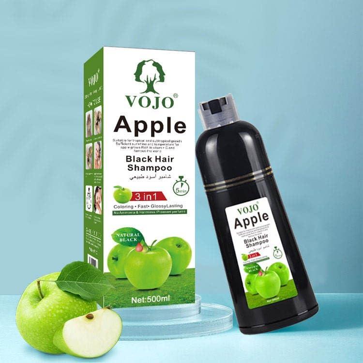 BTONE BTONE Vojo Apple Black Hair Dye Shampoo 3-in-1 Formula with Tropical Apple Extracts, Perfect for Color-Treated Hair, Provides 100% Gray Coverage, Vitamin C-Enriched, 500ml dye shampoo.