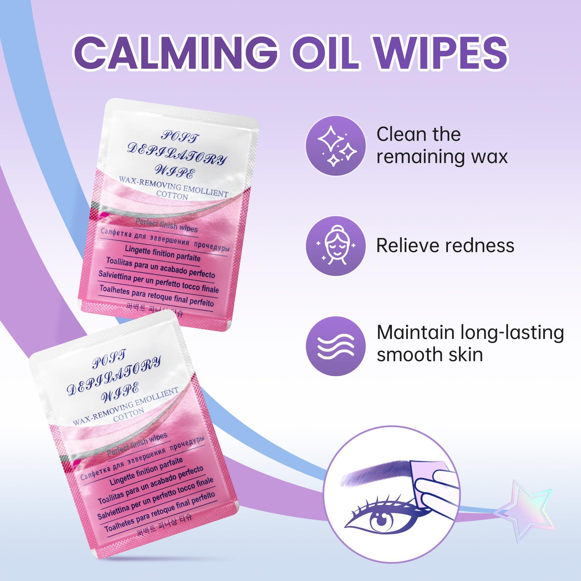 LAWINK Eyebrow Wax Strips Kit Facial Wax Strips for Hair Removal 24 Strips 4 Calming Oil Wipes Mouth waxing wax Eyebrow hair removal Facial Hair Removal for Women LAWINK (Eyebrow)