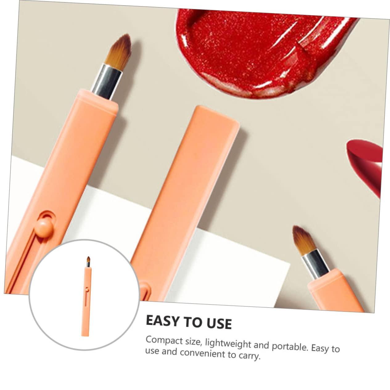 MAGICLULU MAGICLULU 1pc Retractable Lip Brush Lip Gloss Portable Lip Brush Travel Makeup Brushes Lip Applicator Retractable Lipstick Brush Lipstick Gloss Facial Brush Lip Wands Lip Plastic Orange