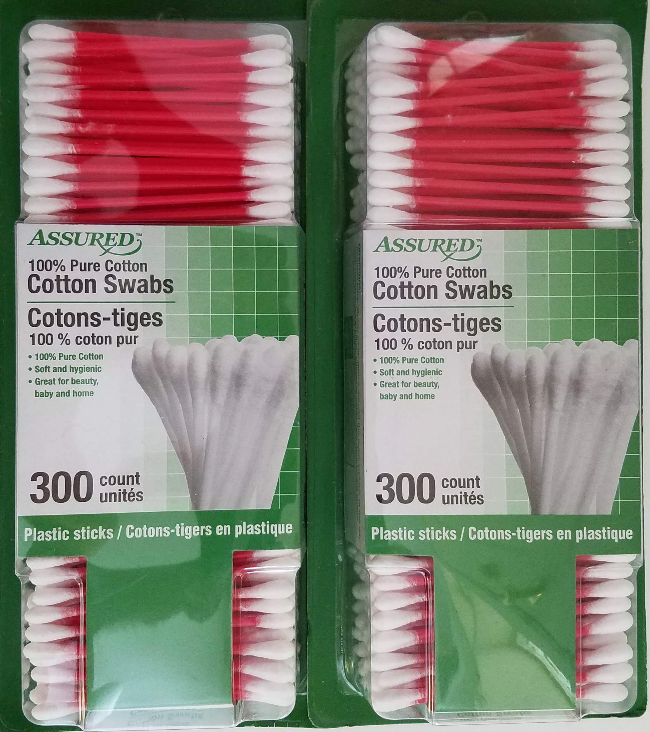 Generic Double Tip 100% Pure Cotton Swabs 300 Tips/Pk Select Color 2 Packs (Red)