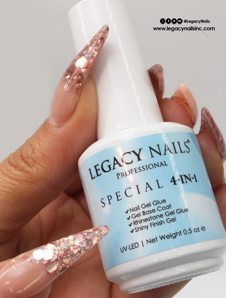 LEGACY NAILS Legacy Nails Professional Special 4-in-1 Finish Gel 0.5 oz Use it as Nail Tip Gel Glue, Rig Stone Gel Glue, Base Coat & Finish Gel Ultra-shine finish