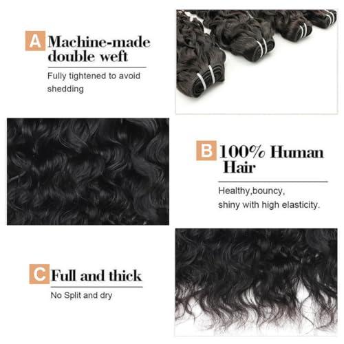 Yuyongtai Natural Wave Human Hair Bundles 16 18 20 Inch 3 Bundles Brazilian Virgin Natural Wave Hair 100% Unprocessed Natural Wave Bundles Deals Human Hair 1B Color