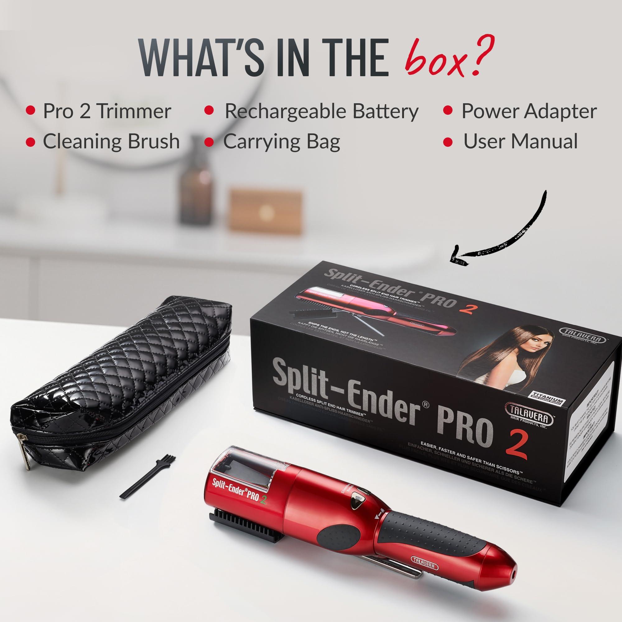 Split-Ender Split Ender Pro 2 - The Original Cordless Split End Hair Trimmer Automatic Rechargeable Home Tool Hair Clipper 2-in-1 for Dry Damaged Splitting Broken Brittle Straight Curly Frizzy Beauty - Red