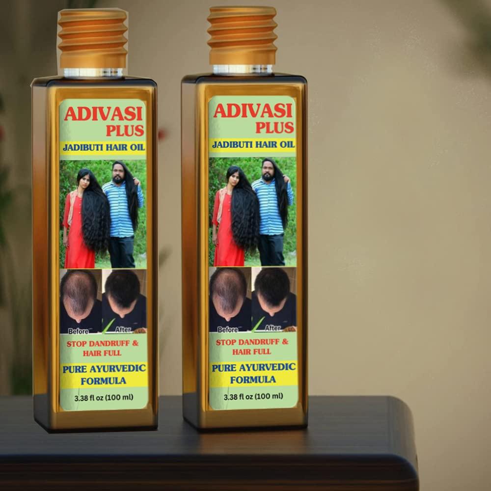 Adivasi Ayurvedic Hair Care Adivasi Plus Herbal Hair Oil Sesame oil, coconut oil, castor oil, neem amla bhringraj, Adivasi Herbal Hair Oil for Hair Growth & Anti Hair fall Control - Helps Hair Thickening