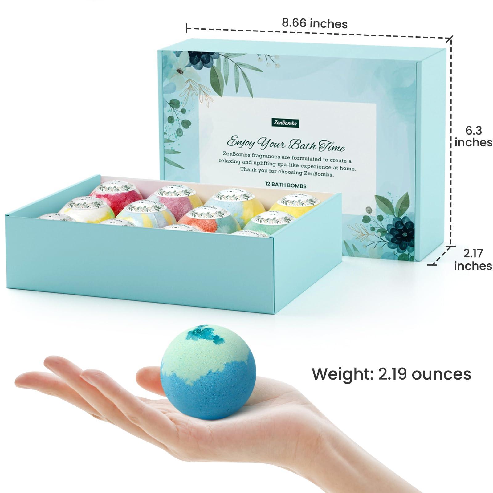 ZenBombs ZenBombs Bath Bombs for Women, 12pcs Handmade Natural Bath Bomb, Stocking Stuffers, Mothers Day Presents for Mom, Bath Bomb with Shea Butter, Valentines Day Gifts for Her and Him