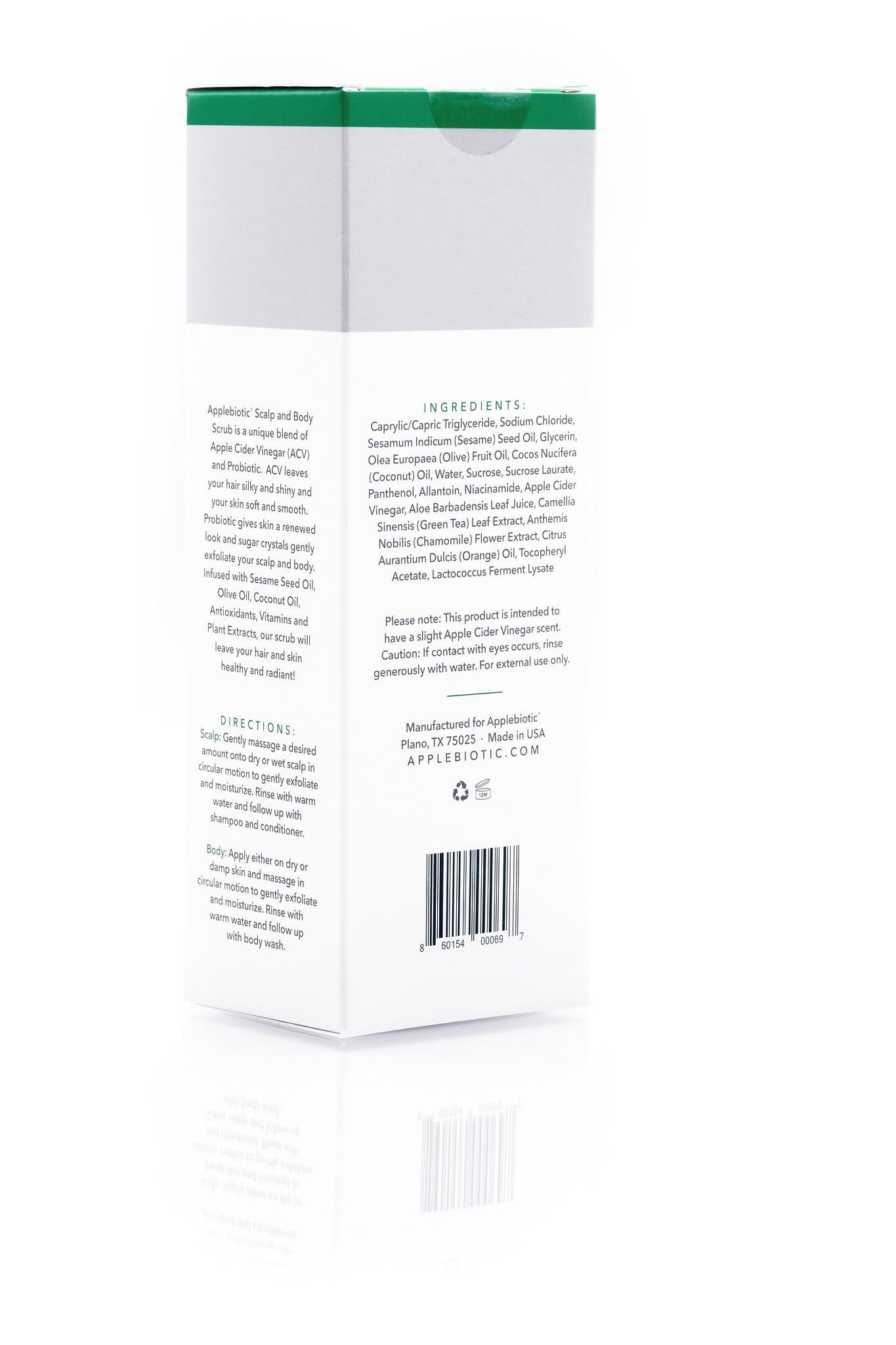 AppleBiotic Apple Cider Vinegar Scalp Scrub 2PK - Exfoliating Scalp Treatment with Coconut & Sesame Seed Oils - Moisturizes & Relieves Itchy, Flaky Skin. Hair Scrub & Scalp Cleanser for Build Up, Healthy Hair