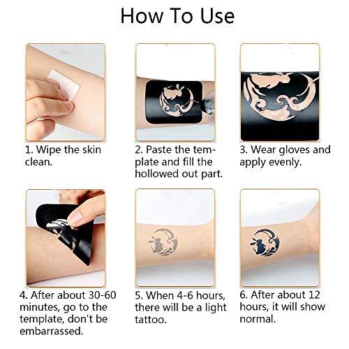 Jurxy Jurxy 20 Sheets Tattoo Stencil Kit Temporary Tattoo Templates Body Art Designs Self-Adhesive Reusable Tattoo Stickers Kit - Various Patterns for Adults Man Women Kids Teenager