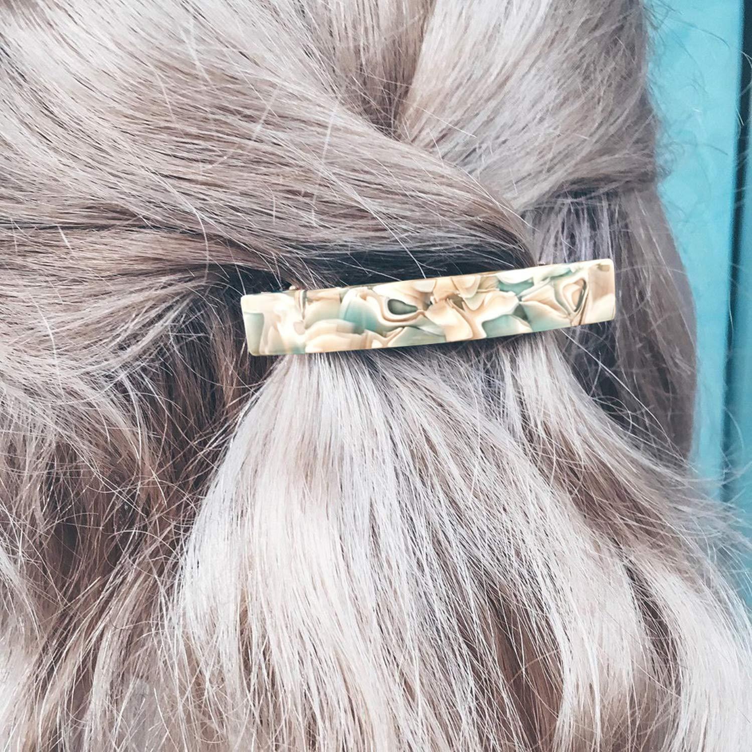Eyegla 2PCS French Design Hair Barrette Tortoise Shell Celluloid Rectangle Hair Clips for Women