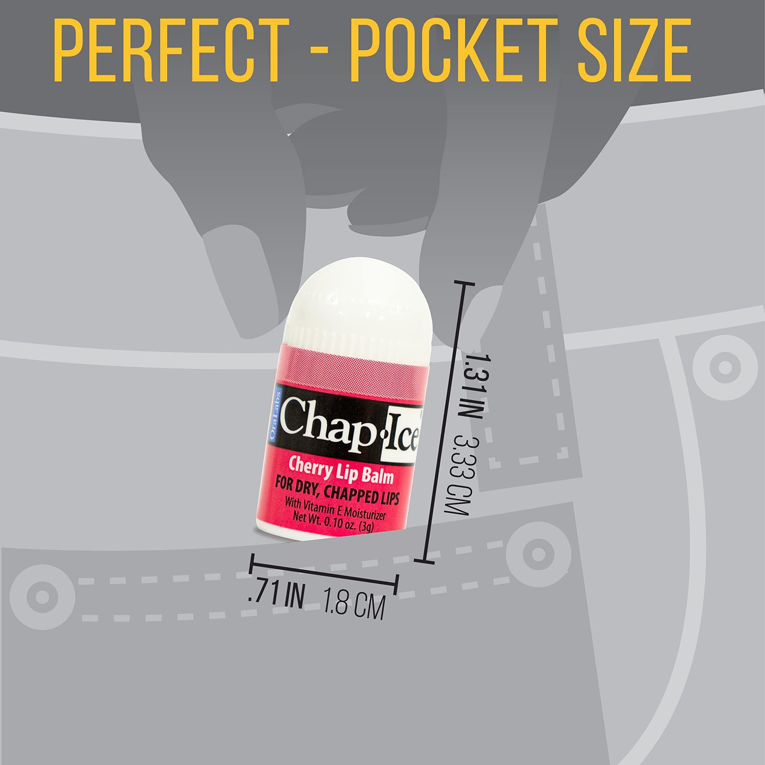 CHAP-ICE Chap-Ice | 12-Count Mini Cherry Lip Balm Pack Fortified with Vitamin E for Dry, Cracked Lips | Made in USA | Cherry Flavor (0.10oz/3g Each)