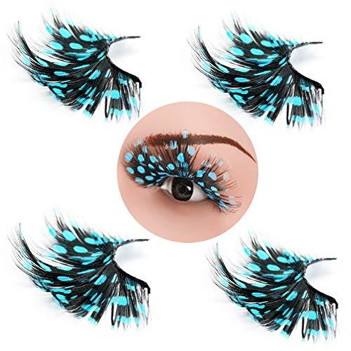 AnHua AnHua 1 Pair Long Feather False Fake Eyelashes Eye Lashes Halloween Fancy Dress Party Cosplay (Black blue)