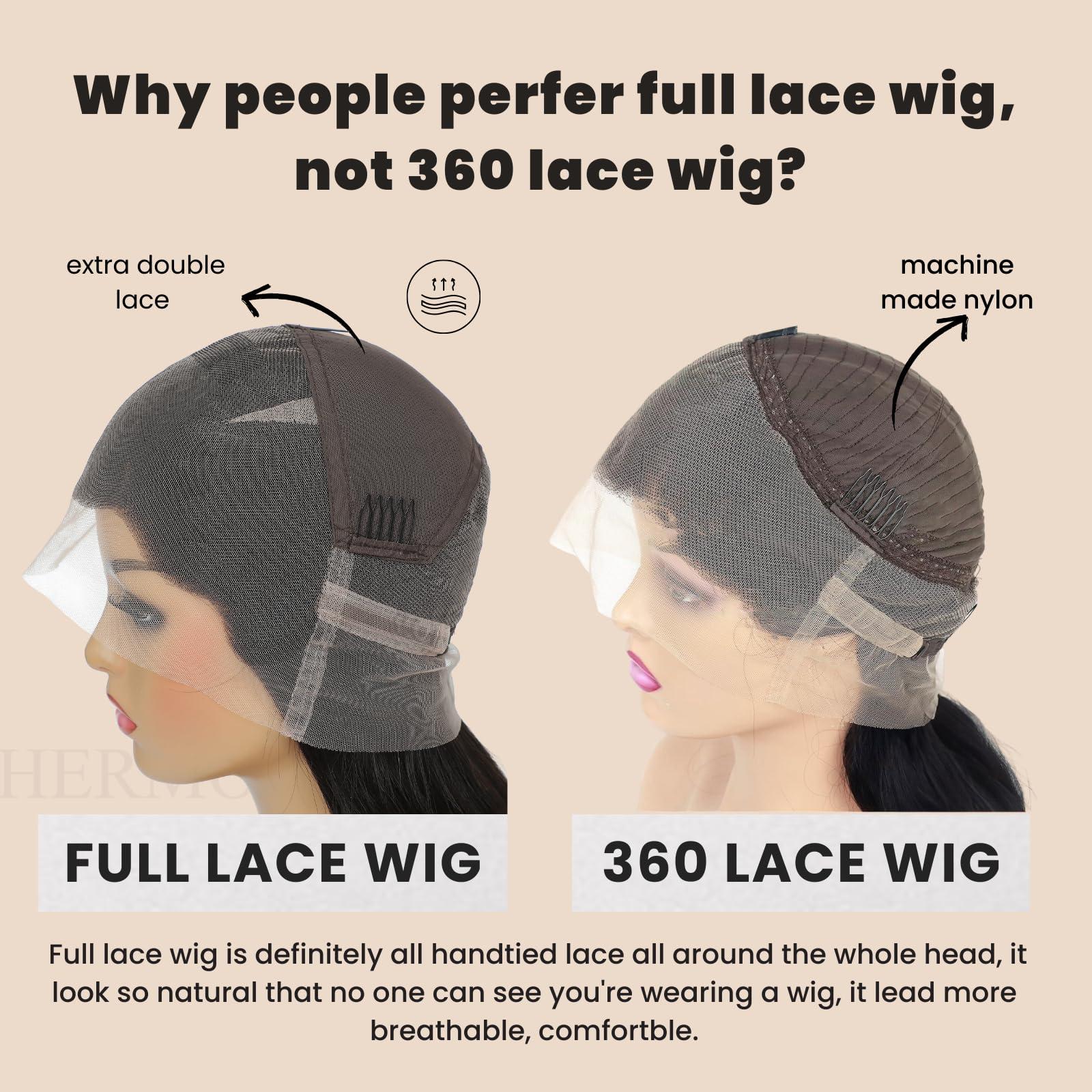 HERMOUS HERMOUS Full Lace Human Hair Wigs HD Transparent Lace Pre Plucked Handmade Whole Head Part Anywhere Lace Wig 180% Density Straight 12A Brazilian Virgin Remy Hair 12 Inch Natural Black