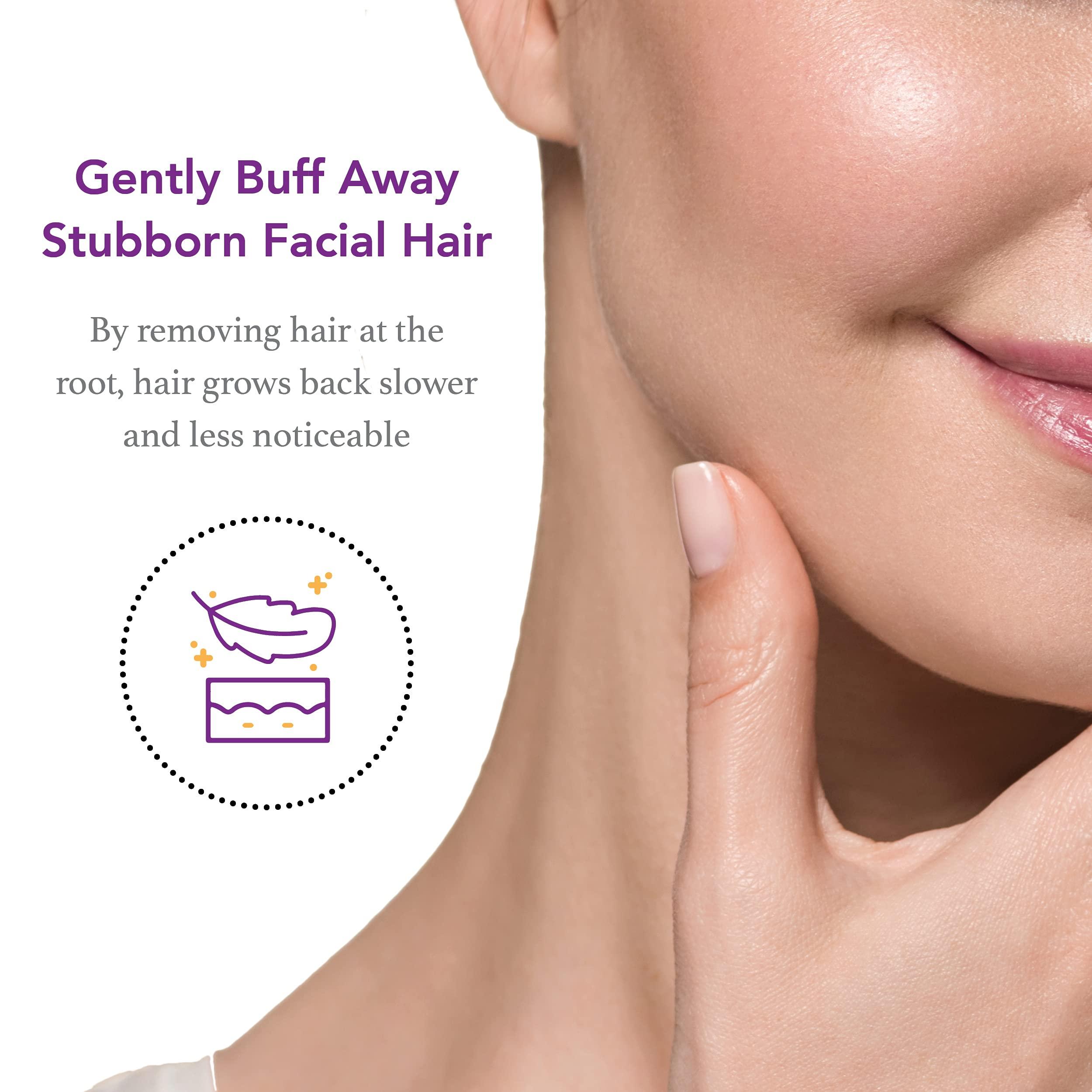 Hair Off Hair Off Facial Buffer - Painless & Chemical Free Facial Hair Remover & Gentle Face Exfoliator - Hair Eraser to Slow Regrowth on Chin, Lip & Cheeks (3 Buffers Per Box)