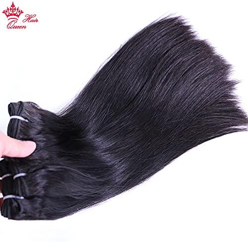 Queen Hair Queen Hair Products Double Drawn Virgin Human Hair Bundles With Frontal Brazilian Bone Straight Hair Extensions 13x4 Lace Frontal With Bundles (12 14 16 frontal 10)