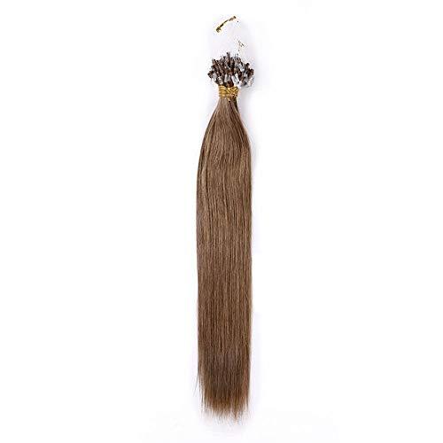 MY-LADY Loop Remy Hair Extensions Human Hair Silicone Micro Ring Beads Stick Tipped Hair Fish Line Link Hairpieces Hand Tied 1g/Strand 50 Individual Strands 50g Highlight 22 Inch #6 Light Brown
