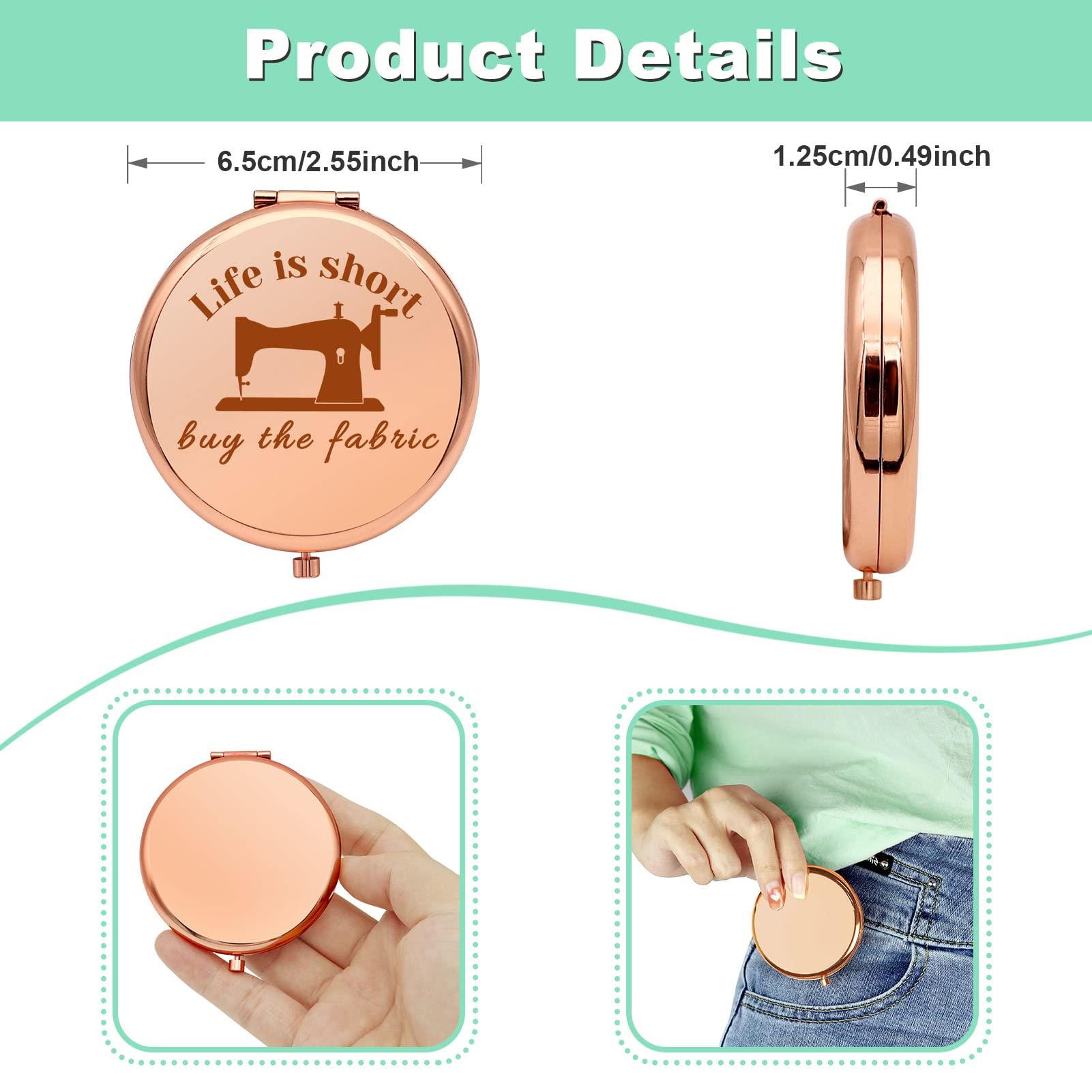 Mwphuy Sewing Gifts for Women Compact Makeup Mirror for Mom Grandma Aunt Seamstress Gift Ideas Sewing Lover Gift Funny Quilting Gifts Folding Makeup Mirror for Friend Sister Christmas Birthday Gifts