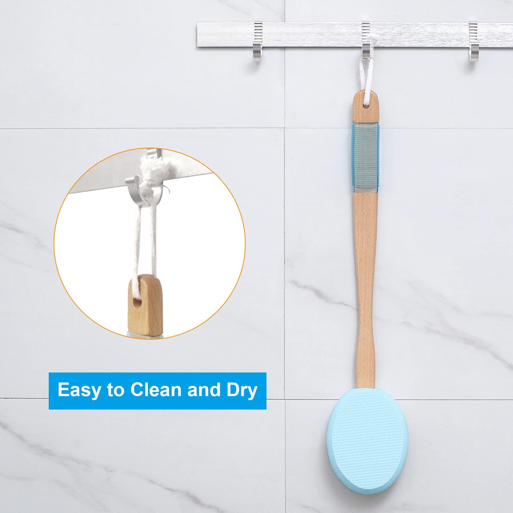 AmazerBath AmazerBath Lotion Applicator for Back, Feet, 4 Replaceable Pads with 1 Long Handled, Back Sunscreen Applicator for Elderly, Women, Apply Cream Medicine Skin Cream Moisturizer Sunscreen Tanner, Blue