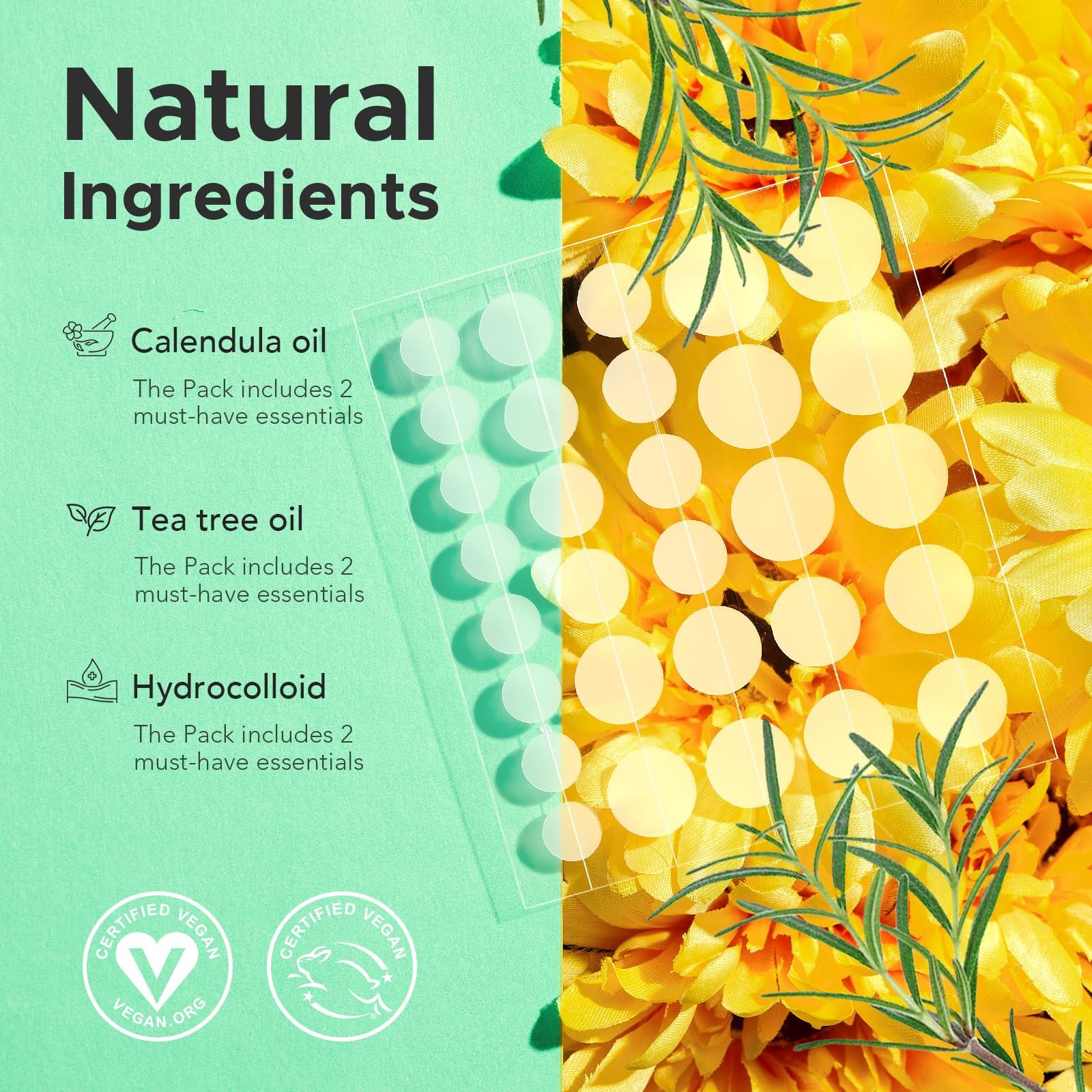 TKTK TKTK Pimple Patches for Face, 4 Sizes Acne Patches Hydrocolloid Zit Patches Acne Dots Cystic Pimple Stickers Acne Cover Patch with Tea Tree and Calendula Oil (120 count)