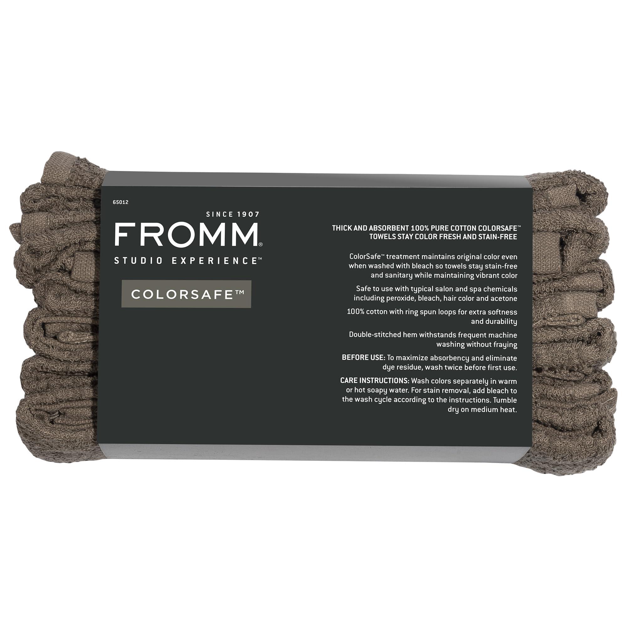 Diane Fromm ColorSafe 100% Cotton Bleach Proof Salon Hair Towels, for Hairstylists, Barbers, Spa, Gym, Absorbent and Stain-Resistant Brown Towels for Drying Long, Curly, or Wavy Hair, 16\" x 29\", 6 Pack