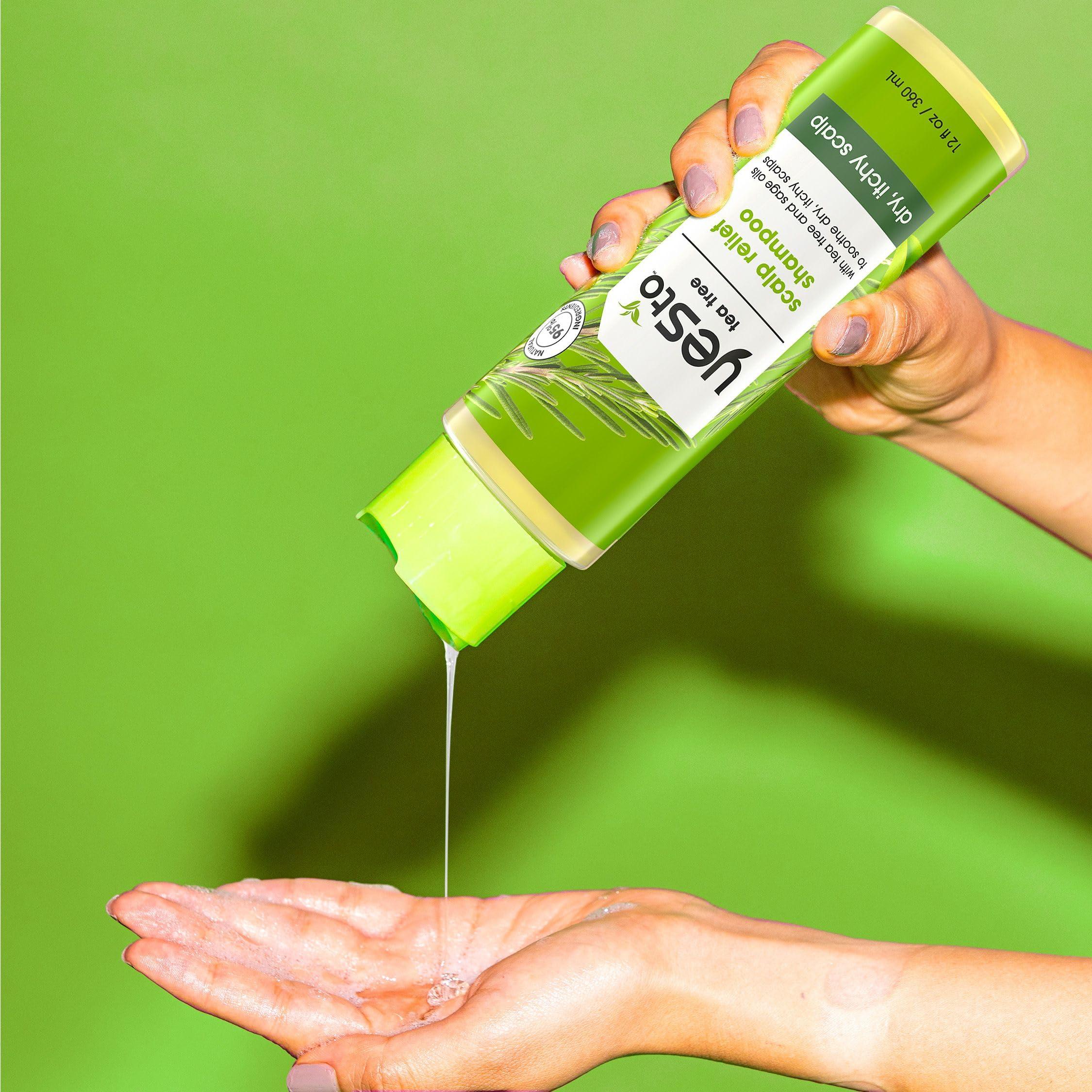 Yes To Yes To Tea Tree Scalp Relief Shampoo, pH Balancing Formula To Calm Dry Itchy Scalp While Moisturizing & Nourishing Hair, With Tea Tree & Sage Oil, Natural, Vegan & Cruelty Free, 12 Fl Oz 2PK