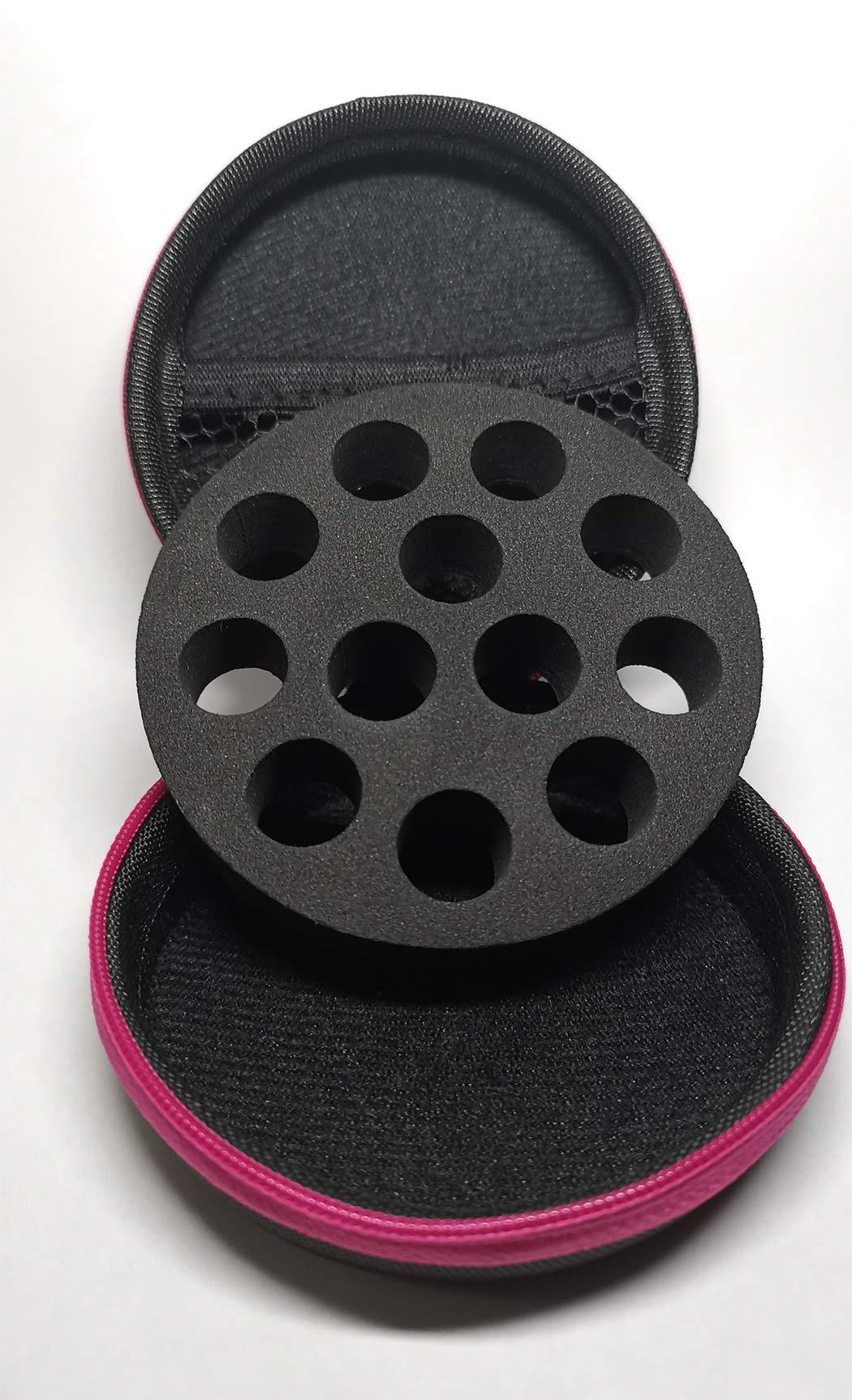 AFMNQZ Round Hard Shell Case for 1/4 5/8 DRAM Micro Mini Roll-on Glass Bottles with Metal Roller Balls - Refillable Aromatherapy Essential Oil Roll On (HOLDS 12 VIALS) (1ML Mix bottle)