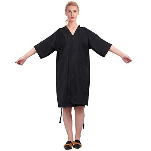 Lurrose Lurrose Salon Client Gown Waterproof Hair Salon Smock Kimono Style Hairdressing Clothes with Pocket for SPA Hotel (Black)