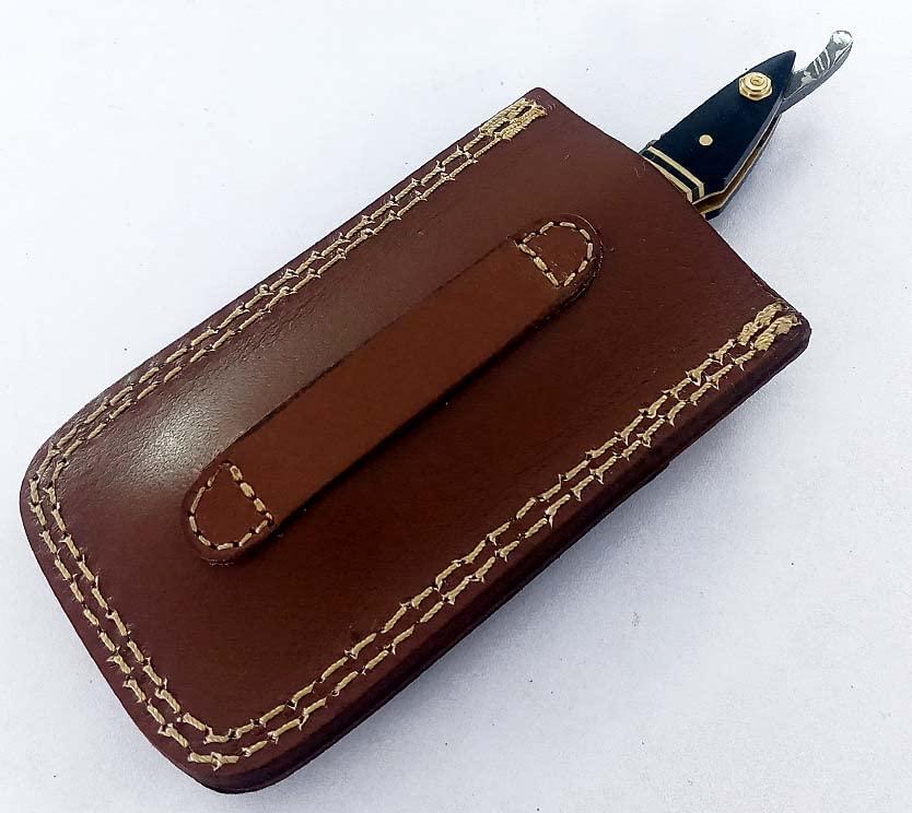 Dessi Damascus Steel Straight edge Razor Barber Salon Shaving wet shave real leather sheath for men SM151