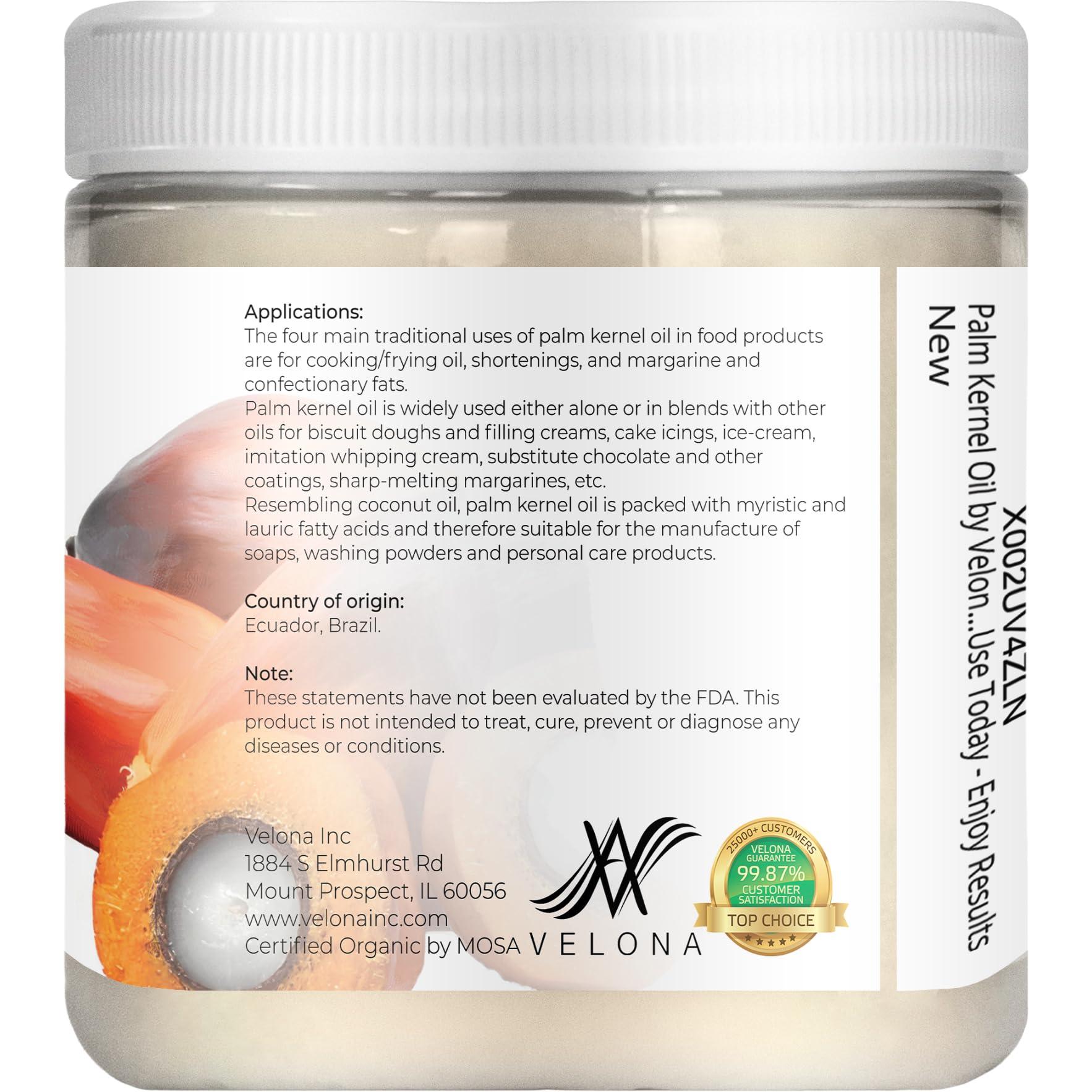 velona velona USDA Certified Organic Palm Kernel Oil - 8 oz | 100% Pure and Natural Carrier Oil | Refined, Cold Pressed | Face, Hair, Body & Skin Care | Use Today - Enjoy Results