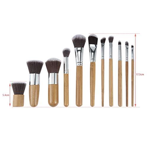 AnHua AnHua 11 Pcs Professional Natural Bamboo Makeup Brushes Powder Foundation Blending Brush Tool Set Women Beauty Brushes Kit