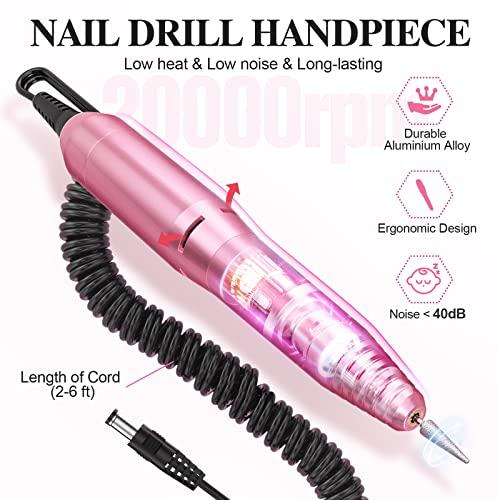 Hoinvo Nail Drill Handpiece Replacement for Professional Nail Drill Machine, 20000 RPM Handpeice Replacement Parts for SUBAY, ALLES, HOINVO and JIASHENG, Pink