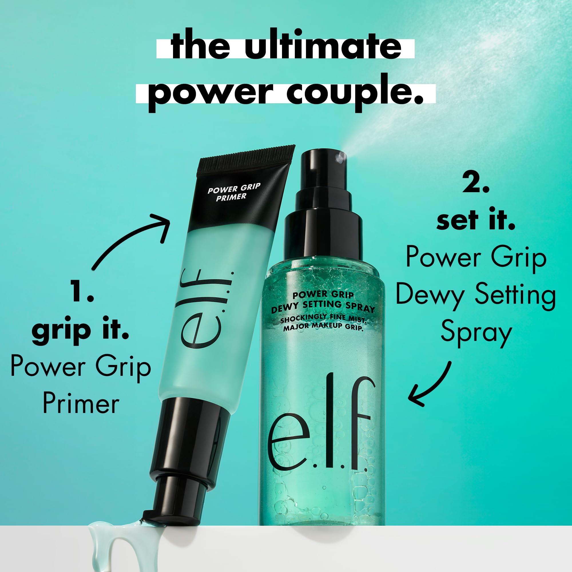 e.l.f. e.l.f. Power Grip Dewy Setting Spray, Ultra Fine Mist Made With Hyaluronic Acid, Grips Makeup For A Hydrated, Dewy Finish, Vegan & Cruelty-Free