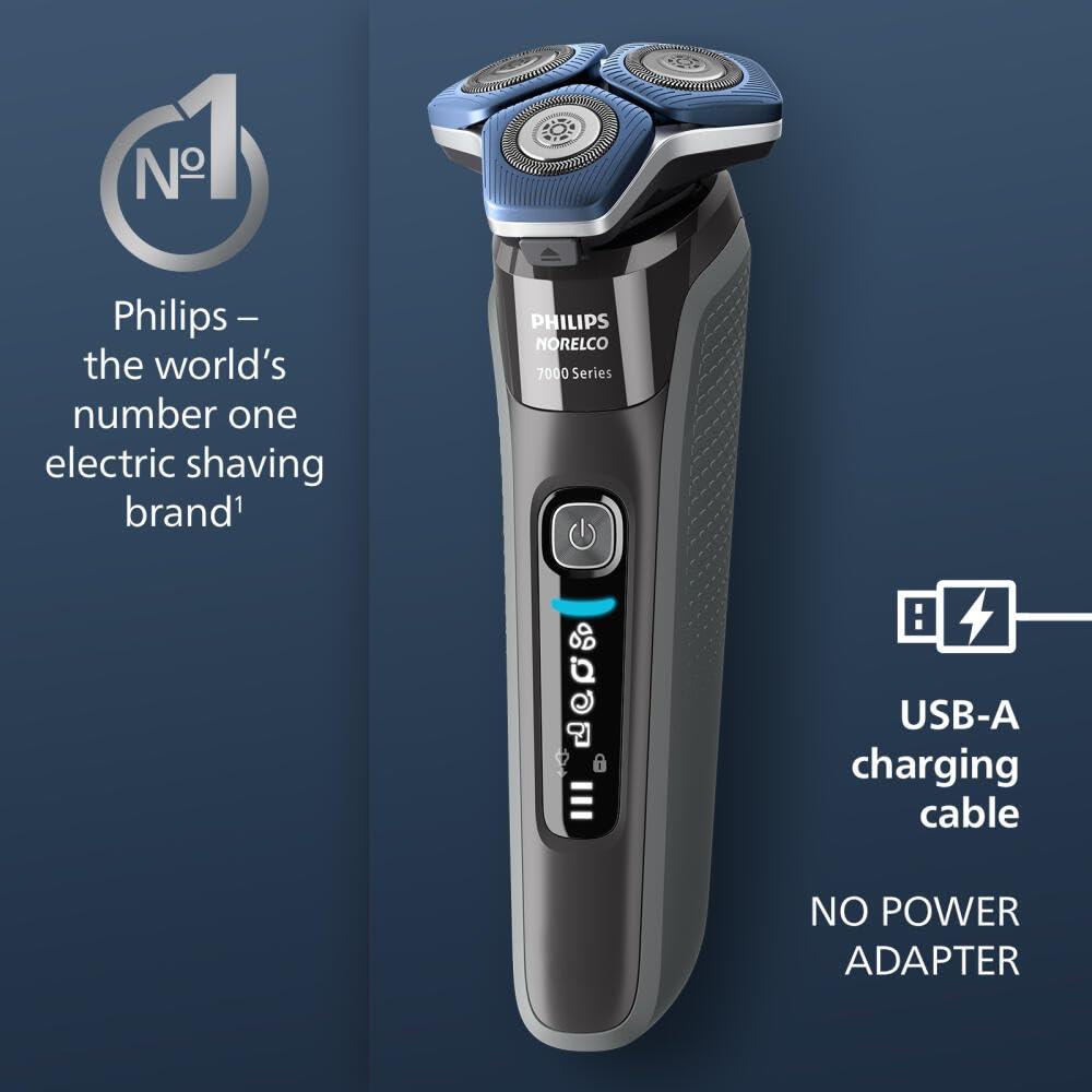 Philips Norelco Philips Norelco Shaver 7300, Rechargeable Wet & Dry Electric Shaver with SenseIQ Technology, Pop-up Trimmer, Charging Stand, Click-on Nose Trimmer, & Travel Case, S7887/92