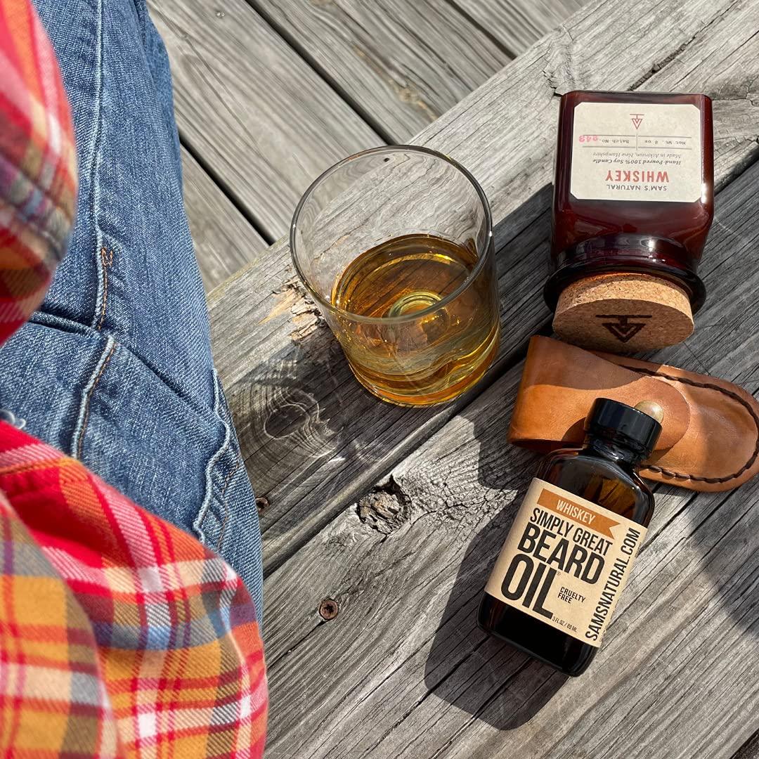 Simply Great Beard Oil Simply Great Beard Oil - WHISKEY Scented - Holiday Gifts - Stocking Stuffers - Beard Conditioner 3 Oz Easy Applicator - Natural - Vegan and Cruelty Free Care for Beards