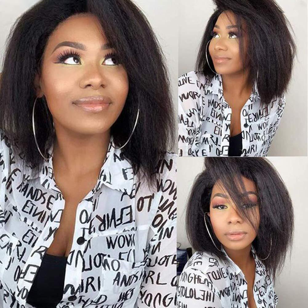 Prime Kitty Human Hair Kinky Straight U Part Wig Bob Wigs Left U Part Wig Human Hair 1x4 Small Cap Natural Color U Part Left Side Wigs Human Hair Black Women 10A Brazilian Human Hair Wigs No Shedding - 180% 14"