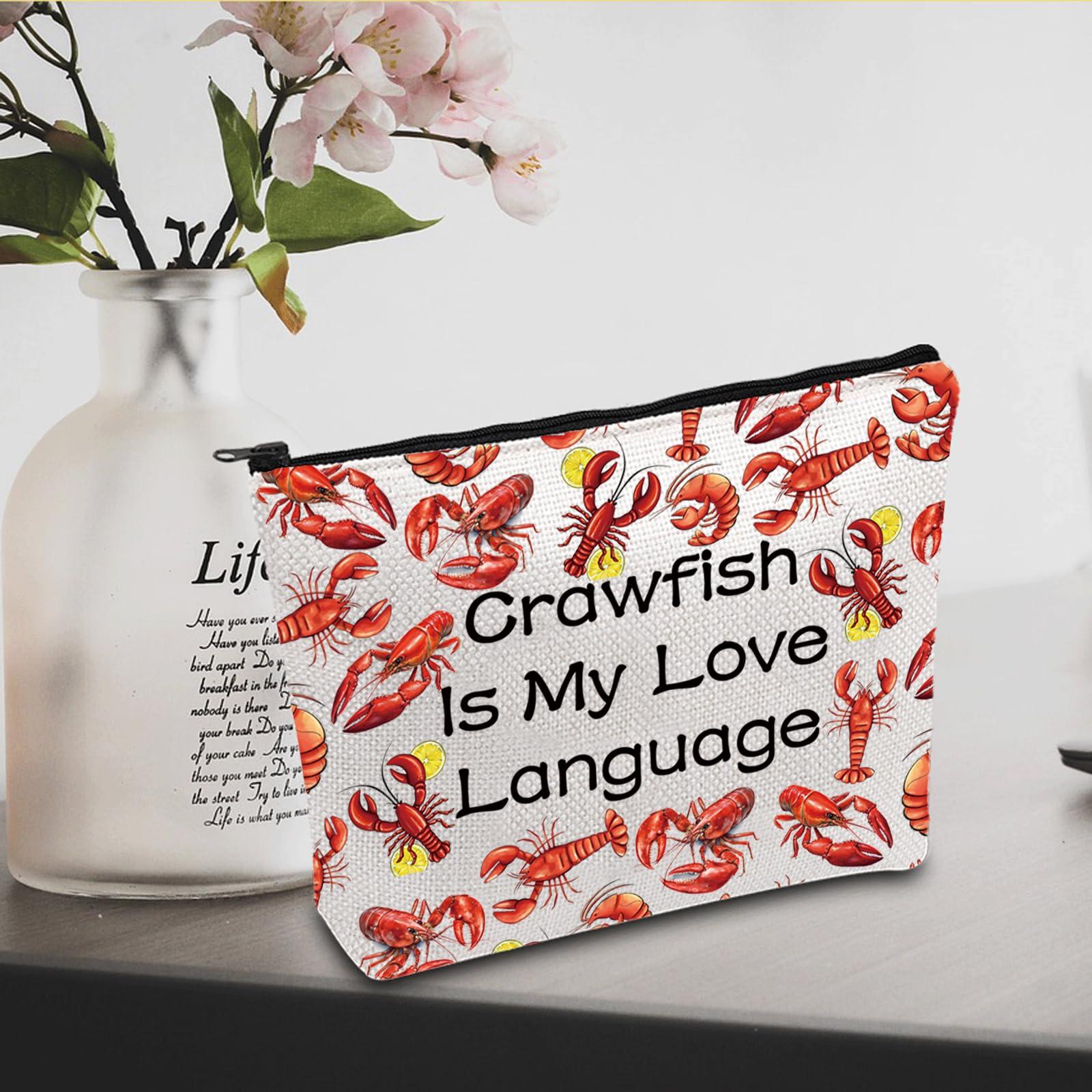 JXGZSO JXGZSO Funny Lobster Gift Crawfish Is My Love Language Foodie Gifts Lobster Makeup Bag With Zipper Crawfish Lover Gifts (Crawfish)