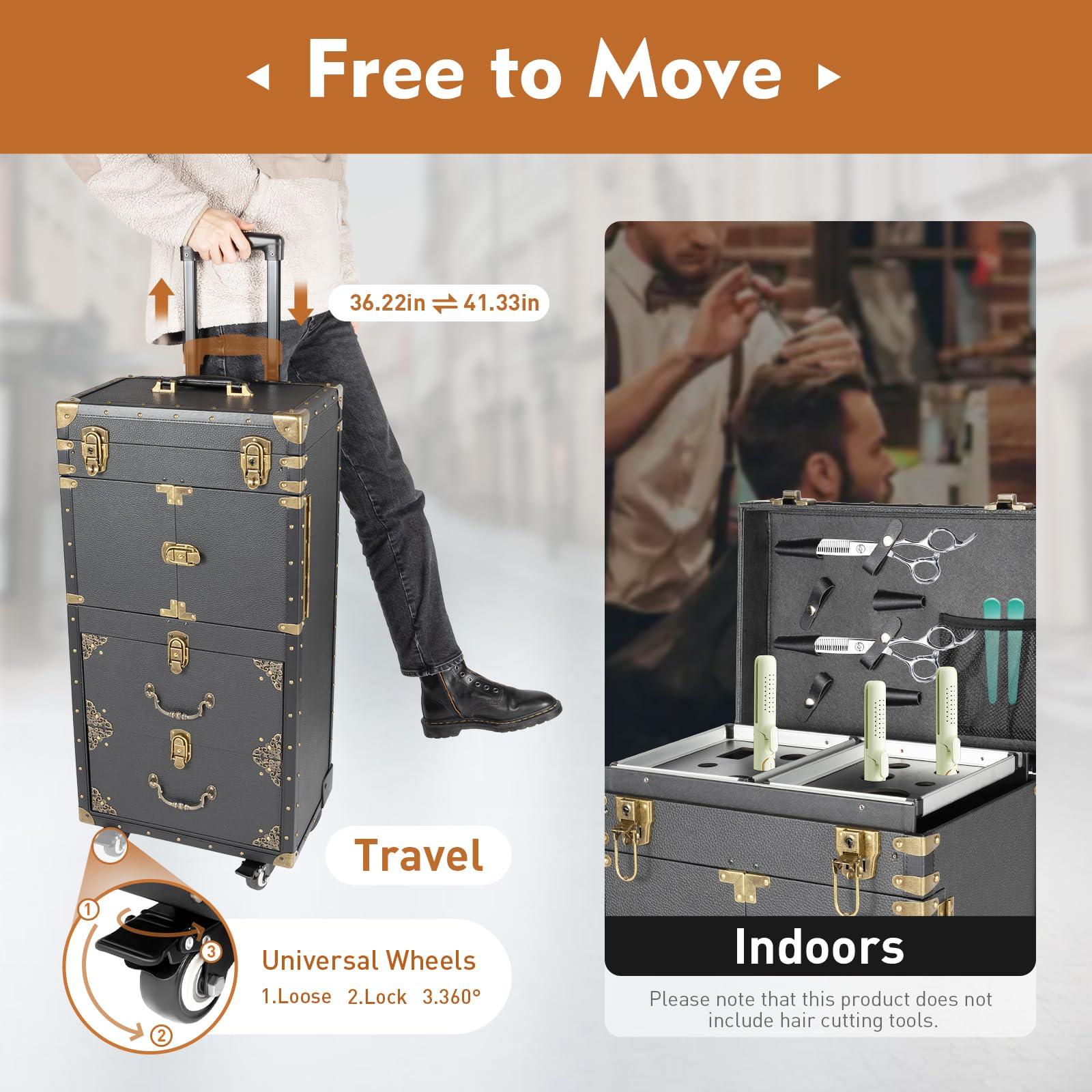 YIYIBYUS YIYIBYUS Rolling Makeup Case Trolley, Makeup Organizer Salon Trolley Rolling Cart Beauty Drawer Lockable Cabinet Cosmetic Organizer with 4 Wheels for Stylist Nail Technician Salon