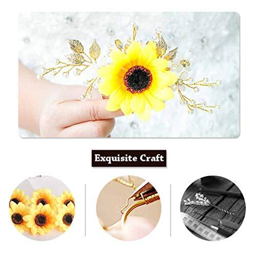 BAROGIRL Barogirl Bridal Sunflower Hair Comb Clip Crystal Bride Gold Wedding Hair Accessories for Women (Gold)