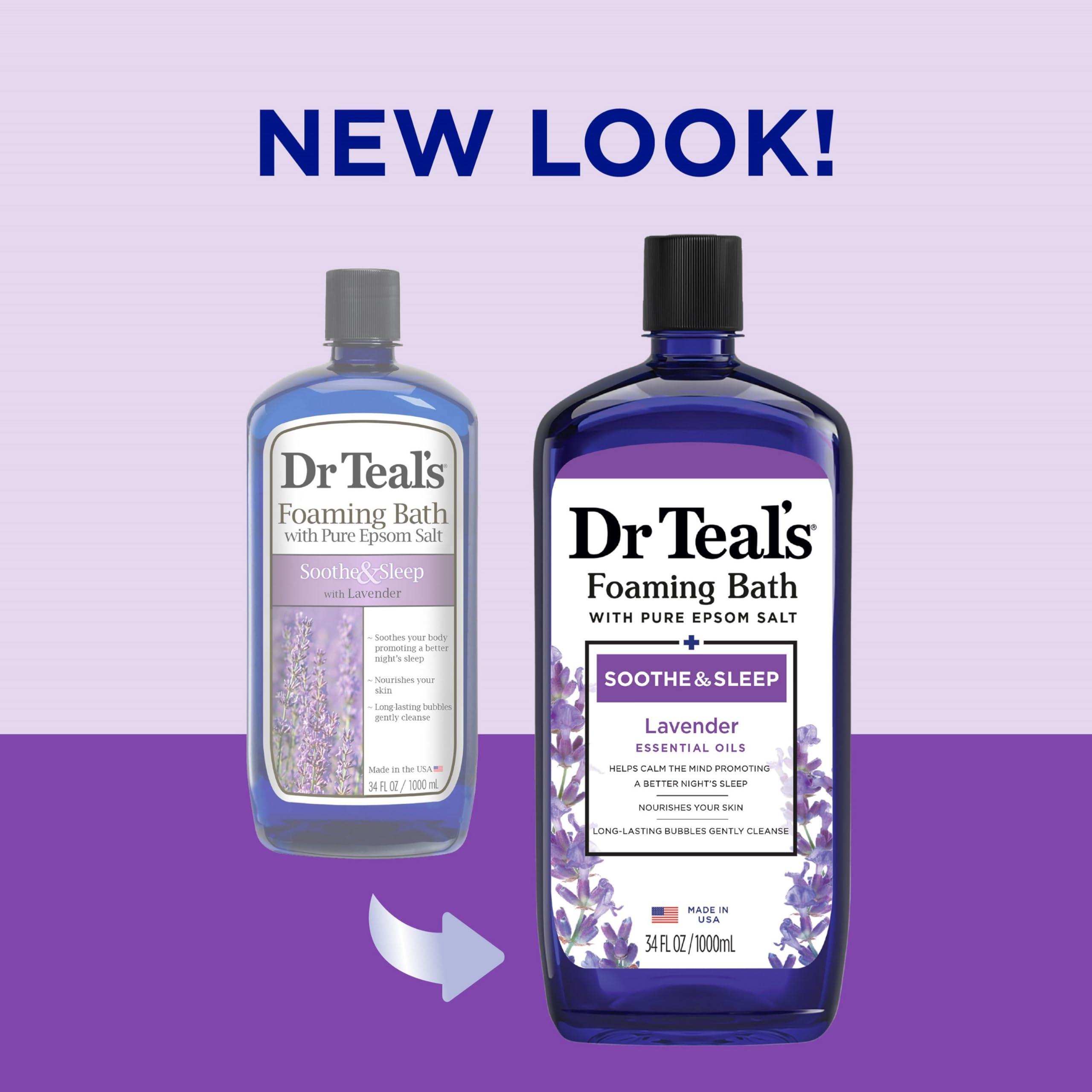 Dr Teal's Dr Teal's Foaming Bath with Epsom Salt & Sleep Spray with Melatonin, Lavender & Chamomile, 34 fl oz Bath (Pack of 4) & 6 fl oz Spray (Pack of 3)