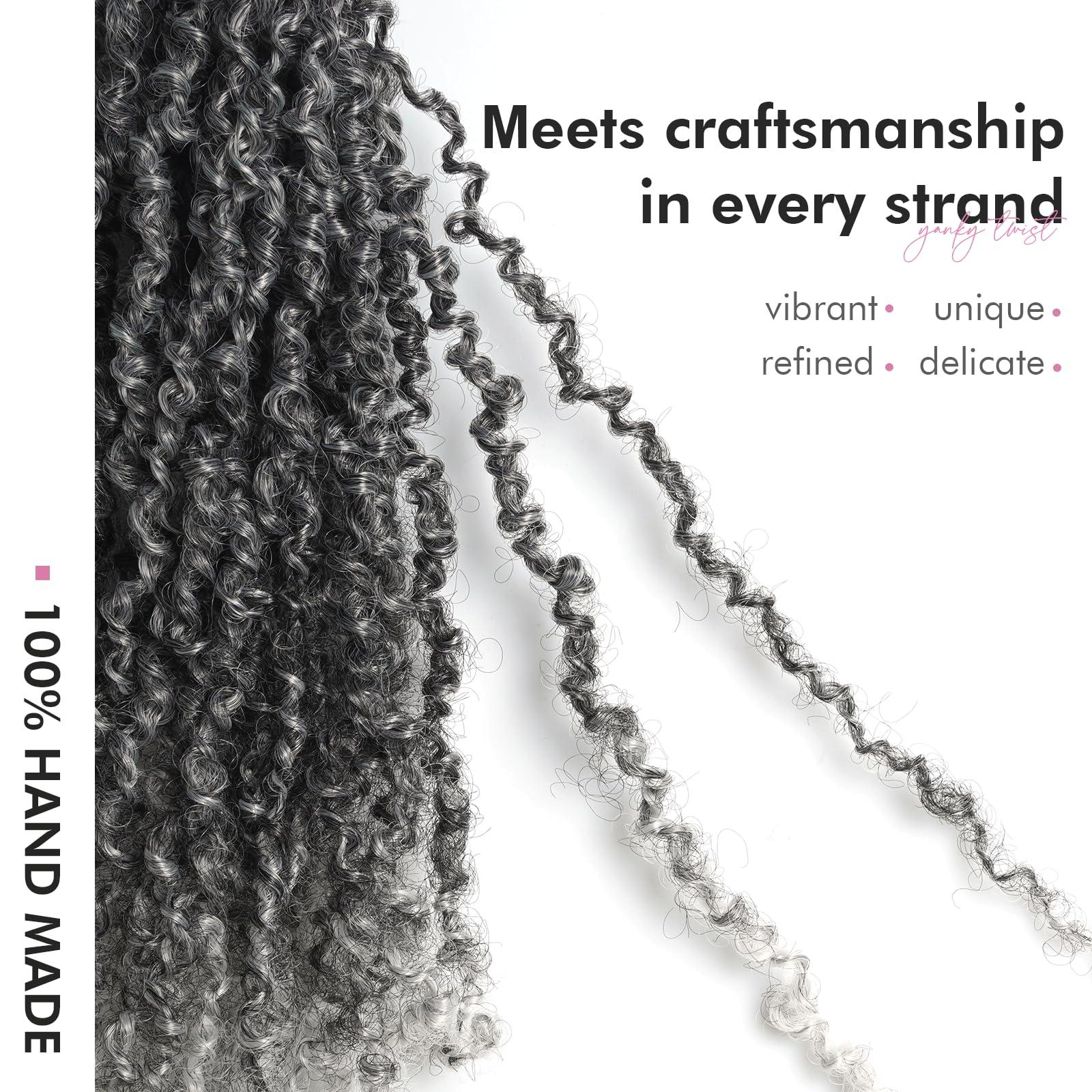 ToyoTress Toyotress Yanky Twist Crochet Hair - 6 Inch 2 Packs (30 Strands/Pcs) Fluffy Spring Mini Twist Short Bob Passion Twist, Ombre Gray Pre-Looped Crochet Braids Braiding Hair (6 Inch, TGray-2P)