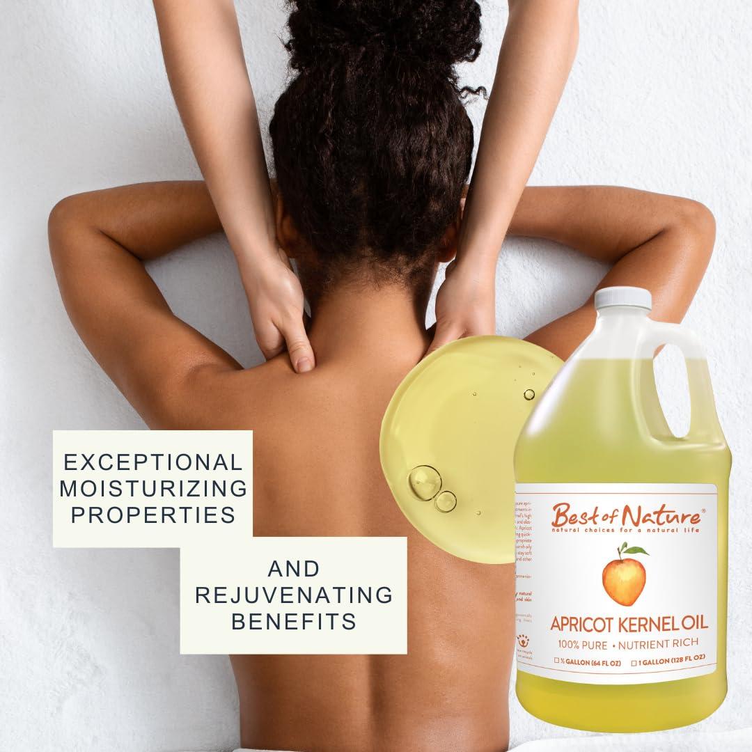 Best of Nature Best of Nature 100% Pure Apricot Oil Lightweight Massage & Body Oil, Unscented Moisturizer for Hair, Skin, Face, Ideal Carrier Oil for Essential Oils, 8 fl oz