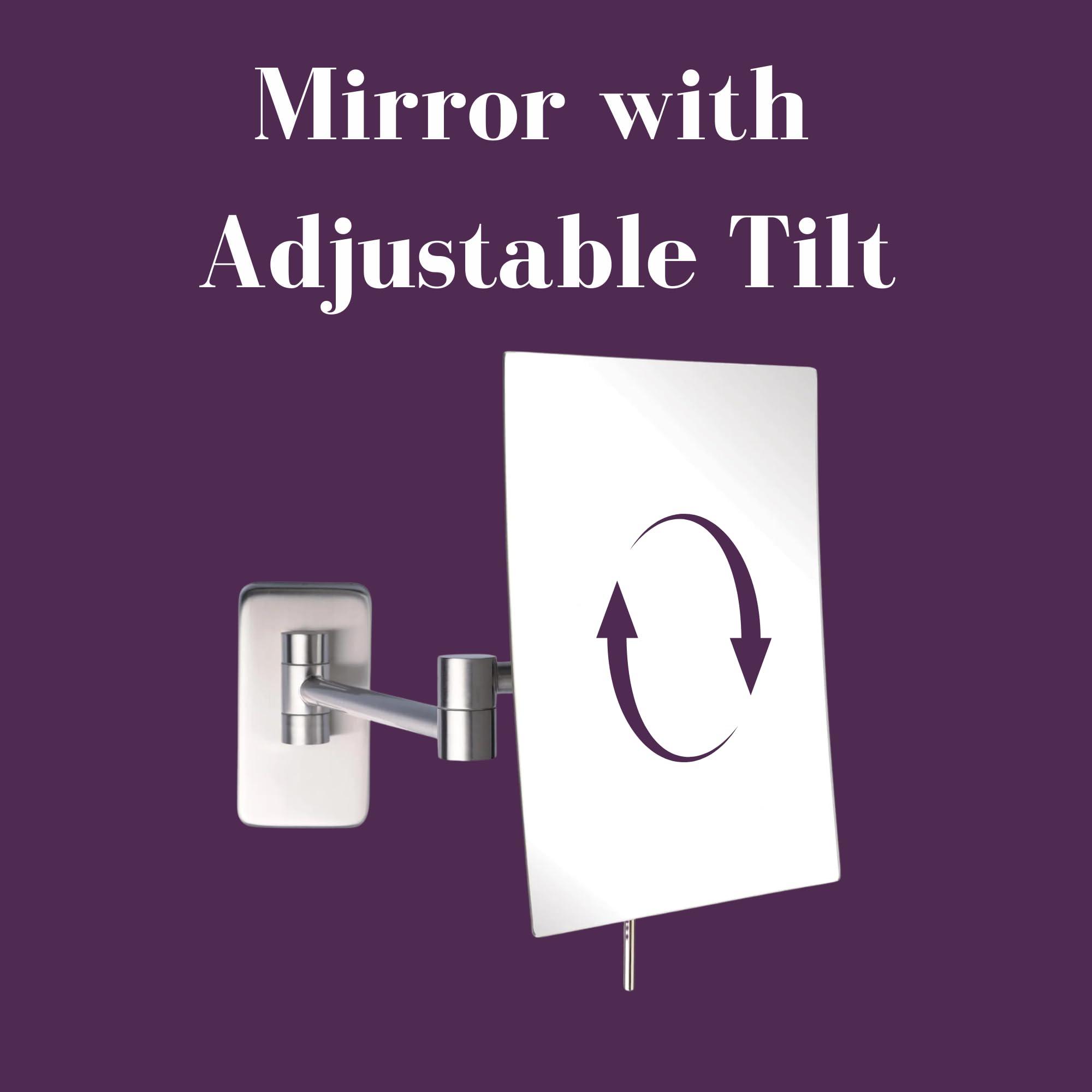 Jerdon Jerdon 8.75-Inch x 6.5-Inch Wall Mount Makeup Mirror - Personal Mirror with 5X Magnification & 14 inch Wall Extension - Nickel Wall Mount Arm - Model JRT695N