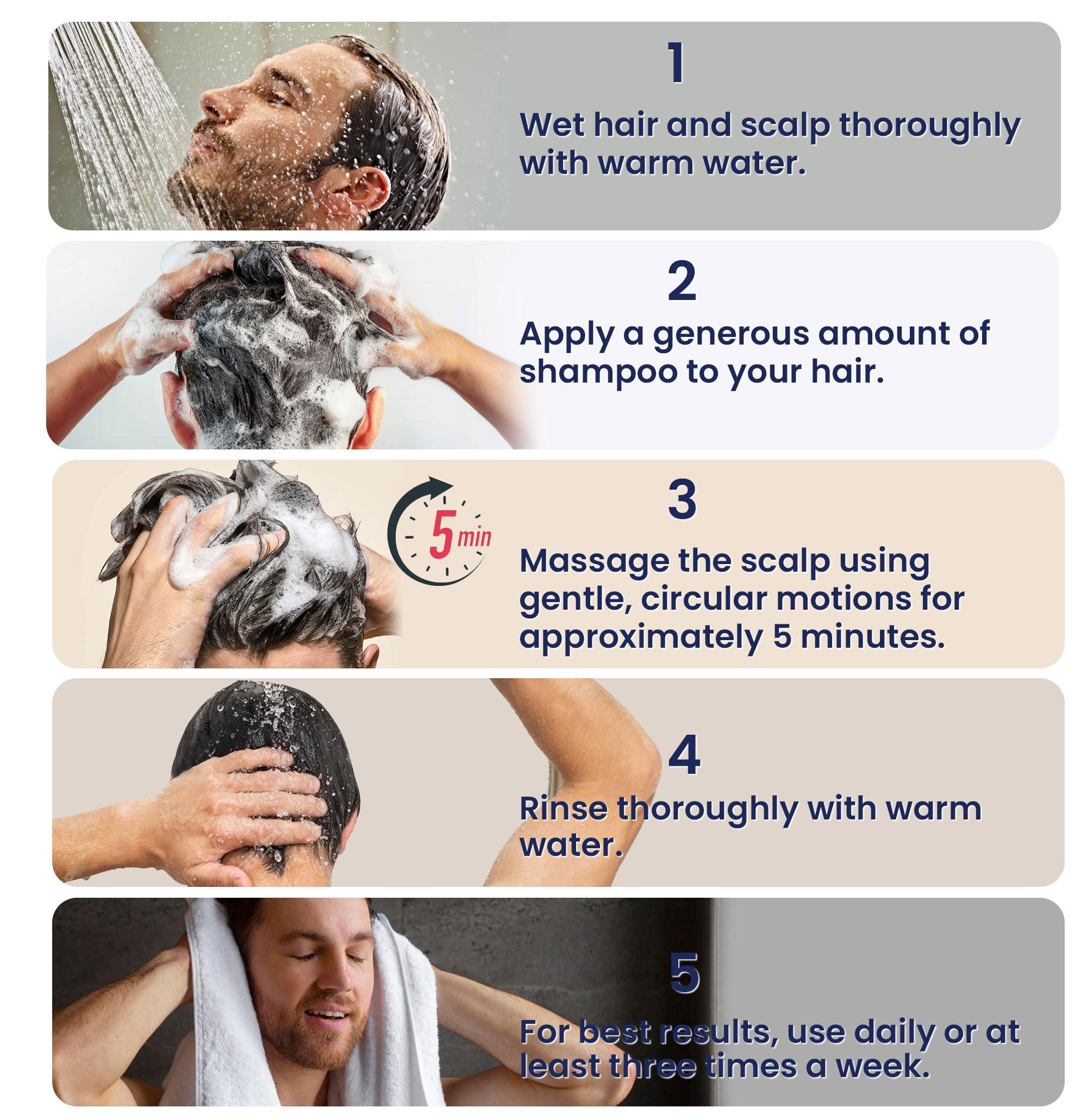 Uttse Uttse Biotion Hair Growth Shampoo for Men: Natural Thickening Shampoo with Tea Tree Oil Ginseng Mint for Hair Loss and Thinning Hair - 10.1 fl.oz, Dark Blue