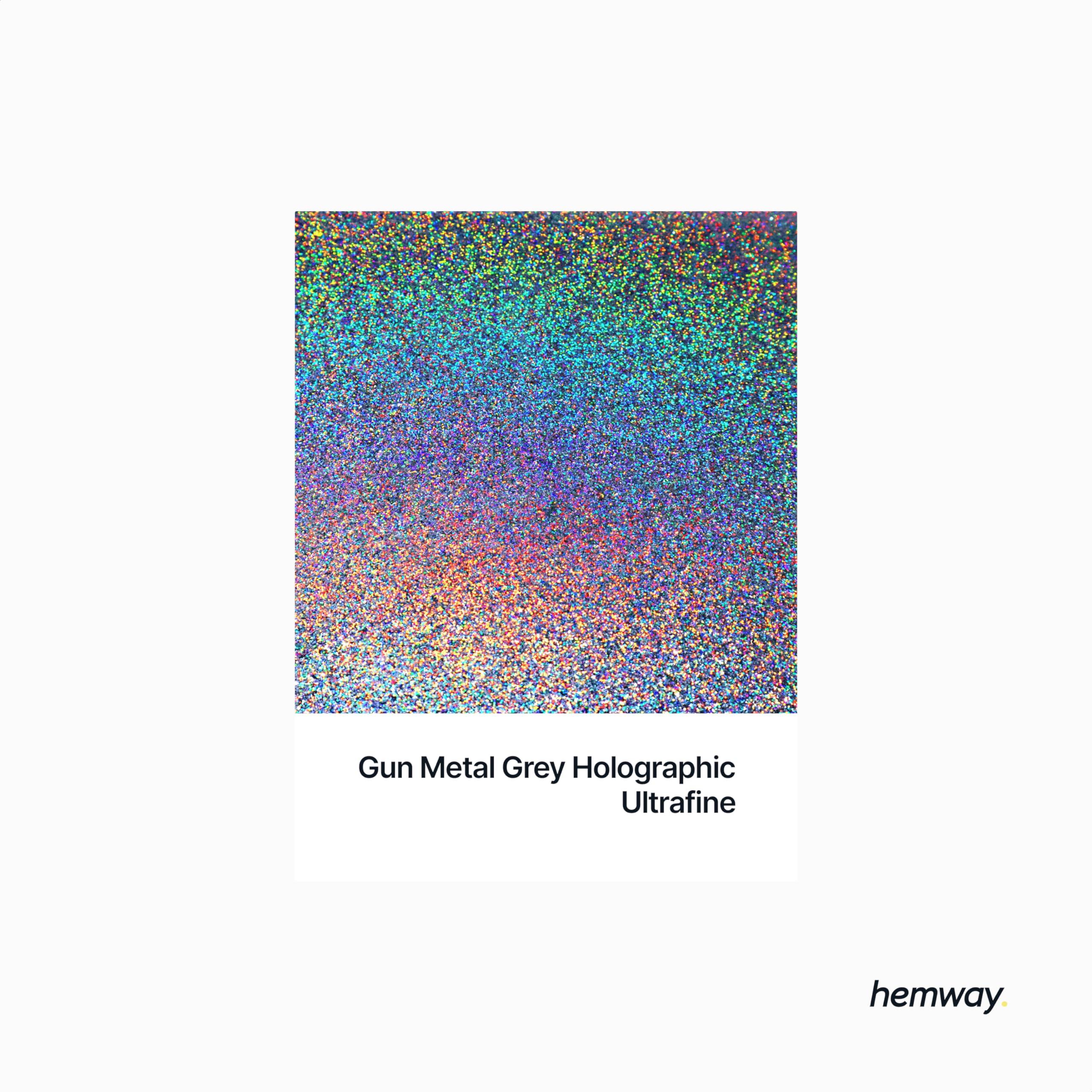 Hemway Hemway Eco Friendly Ultra Sparkle Glitter 100g / 3.5oz - Biodegradable Vegan Cosmetic Safe for Craft Face Hair Nail and Festival Makeup - Ultrafine (1/128" 0.008" 0.2mm) - Gun Metal Grey Holographic