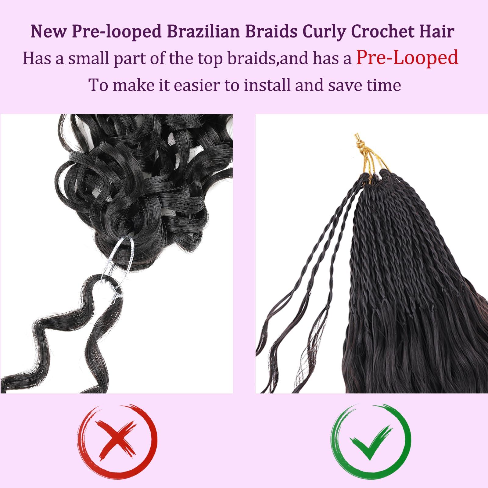 ZRQ ZRQ Pre looped Micro Brazilian Braids Curly Crochet Hair 30 inch Water Wave Crochet Hair Afro Kinky Curly Crochet Hair Extensions Deep Wave Synthetic Crochet Hair For Women