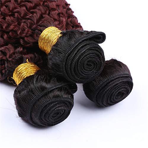 General Cloud Hair Dark Roots 1B 99J Burgundy Kinky Curly Hair Weaves 3Pcs with lace Frontal 13x4 Free Part Closure With 3Bundles Afro Kinky Curly Extensions (26 28 30+24 inch frontal 13x4)